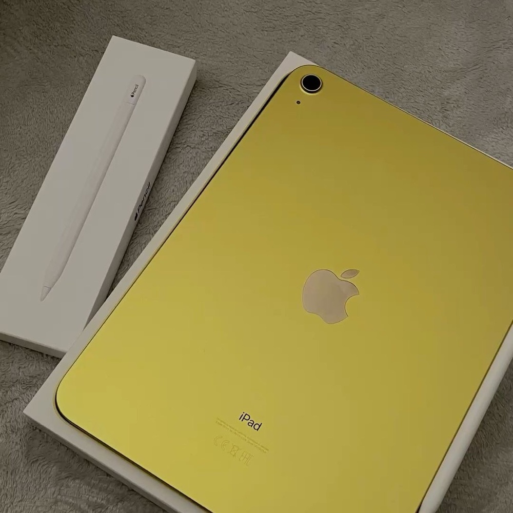 Apple iPad in Bright Yellow with Apple Pencil